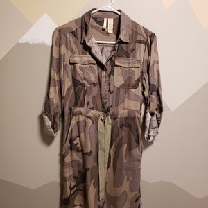 Camo print shirt dress